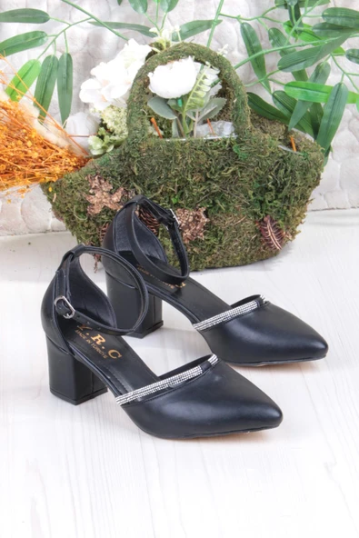 Fort 35619 Biye Taşlı Kalın Topuklu Kadın Ayakkabı ürün görseli