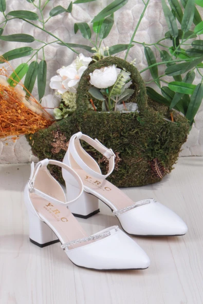 Fort 35619 Biye Taşlı Kalın Topuklu Kadın Ayakkabı - Resim 6