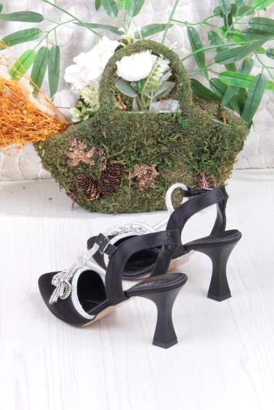 Fort 35317 Taşlı Fiyonlu Biye Taşlı Topuklu Abiye Ayakkabı Kadın Ayakkabı - Resim 4