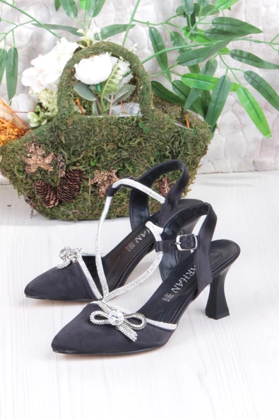 Fort 35317 Taşlı Fiyonlu Biye Taşlı Topuklu Abiye Ayakkabı Kadın Ayakkabı - Resim 3