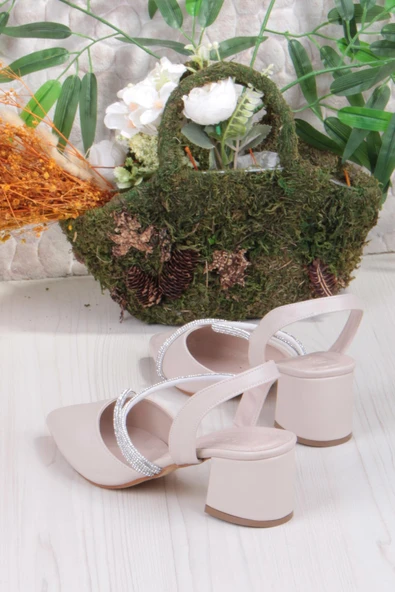 Fort 110-415 Biye Taşlı Alçak Kalın Topuklu Kadın Ayakkabı - Resim 9