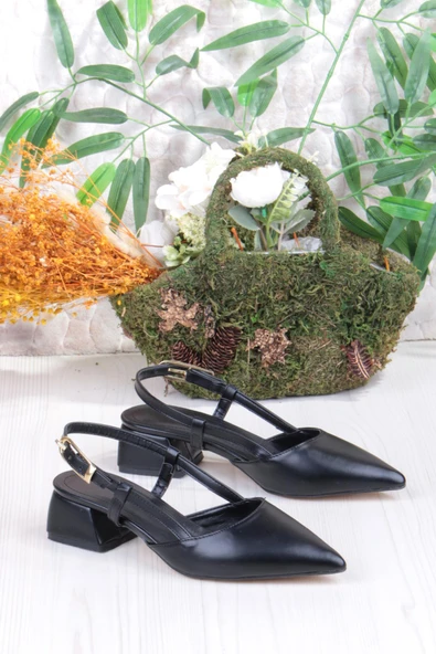 Fort 35126 Ceyn Cilt Arkası Açık Kalın Topuklu Sivri Burun Kadın Ayakkabı ürün görseli