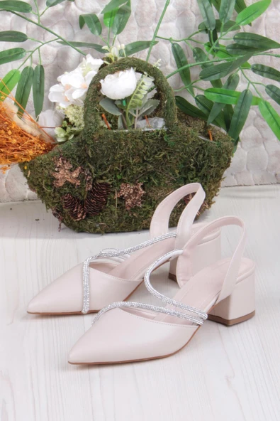 Fort 110-415 Biye Taşlı Alçak Kalın Topuklu Kadın Ayakkabı - Resim 8