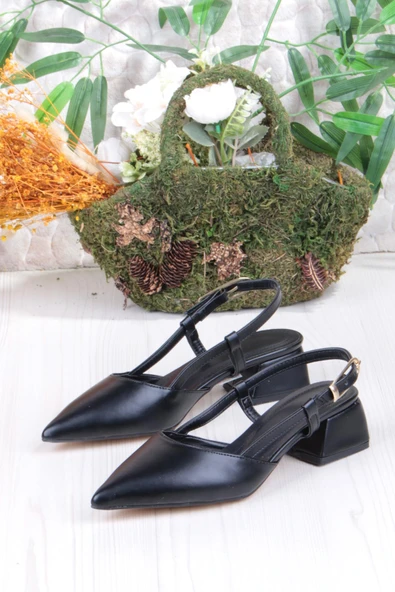 Fort 35126 Ceyn Cilt Arkası Açık Kalın Topuklu Sivri Burun Kadın Ayakkabı - Resim 3