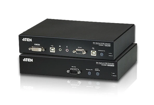DVI Fiber Optik KVM (Keyboard/Video Monitor/Mouse) Mesafe Uzatma Cihazı, Ses (hoparlör ve mikrofon) bağlantı desteği, 600 metre, USB Konsol<br>
USB DVI Optical KVM Extender (1920 x 1200@600m)