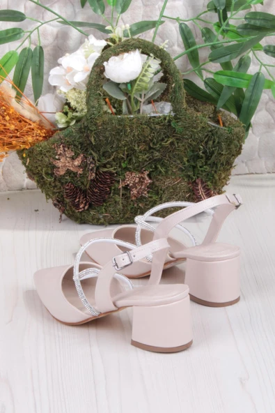 Fort 110-411 Çapraz Taşlı Arkası Açık Klasik Topuklu Kadın Ayakkabı - Resim 9