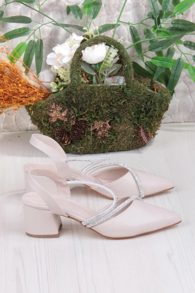 Fort 110-415 Biye Taşlı Alçak Kalın Topuklu Kadın Ayakkabı - Resim 7