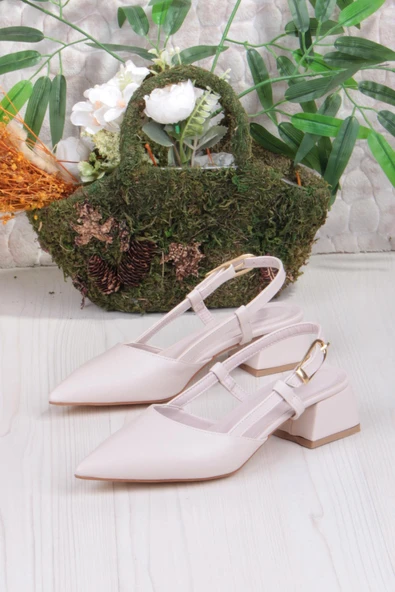 Fort 35126 Ceyn Cilt Arkası Açık Kalın Topuklu Sivri Burun Kadın Ayakkabı - Resim 8