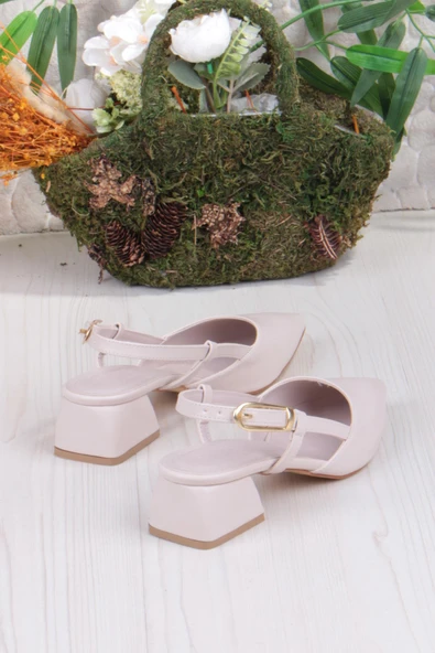 Fort 35126 Ceyn Cilt Arkası Açık Kalın Topuklu Sivri Burun Kadın Ayakkabı - Resim 9