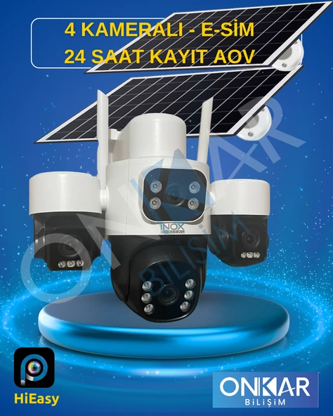 INOX X14 4LENS eSİM SOLAR KAMERA ÇİFT PANEL GÜNEŞ ENERJİLİ KAMERA ürün görseli 1