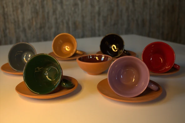 Toprak Fincan Takımı Klasik Model 6 lı Set ve Çerezlik HEDİYELİ - Resim 2