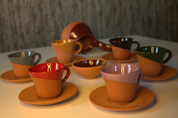 Cezveli Fincan Takımı Klasik Model 6 Kişilik ve Çerezlik HEDİYELİ - Resim 2