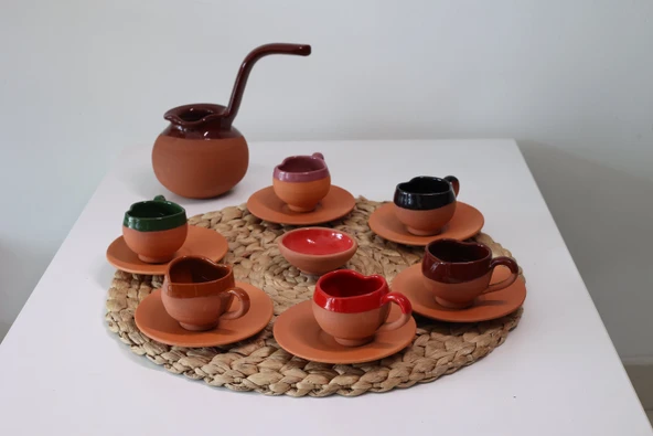 Cezveli Fincan Takımı Kalpli Model ve Çerezlik HEDİYELİ ürün görseli