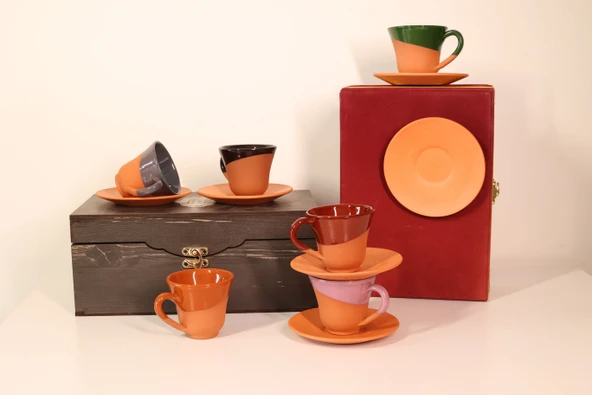 Toprak Fincan Takımı Klasik Model 6 lı Set ve Çerezlik HEDİYELİ - Resim 5