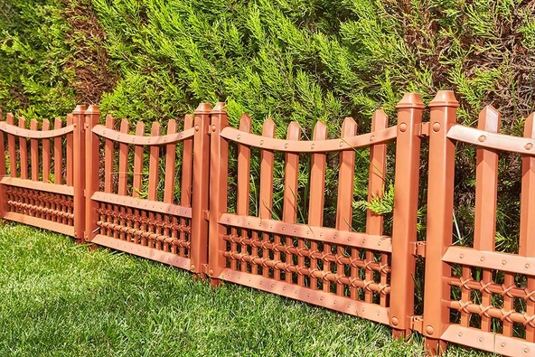 Omnipazar SY-5998 Elite Plastik Dekoratif Bahçe Çiti 12'li Set 60x55 cm Kahverengi - 3