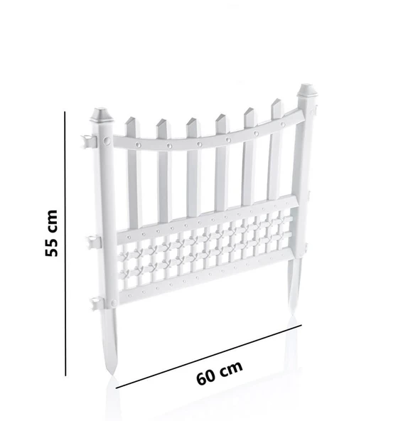 Omnipazar SY-5998 Elite Plastik Dekoratif Bahçe Çiti 12'li Set 60x55 cm Beyaz - 2
