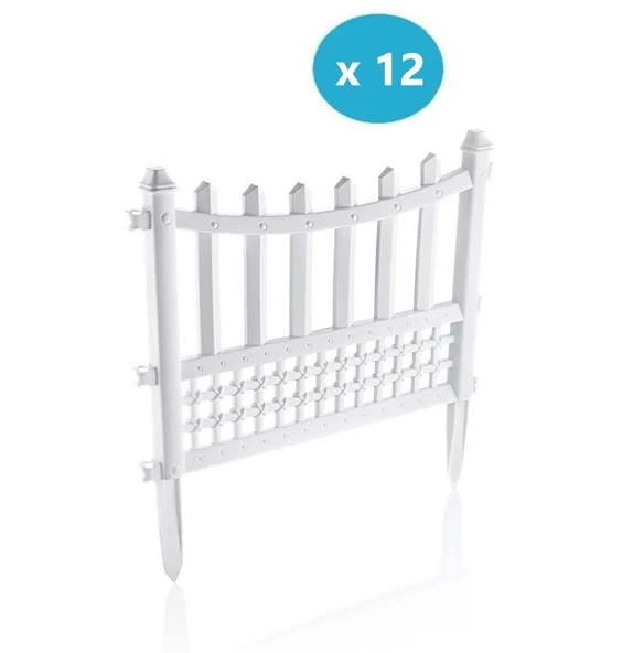 Omnipazar SY-5998 Elite Plastik Dekoratif Bahçe Çiti 12'li Set 60x55 cm Beyaz - 1