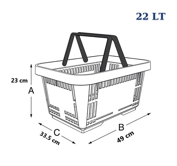 Omnipazar SY-2260 Çift Saplı Plastik Market Taşıma Sepeti Kırmızı 6 Adet - 2