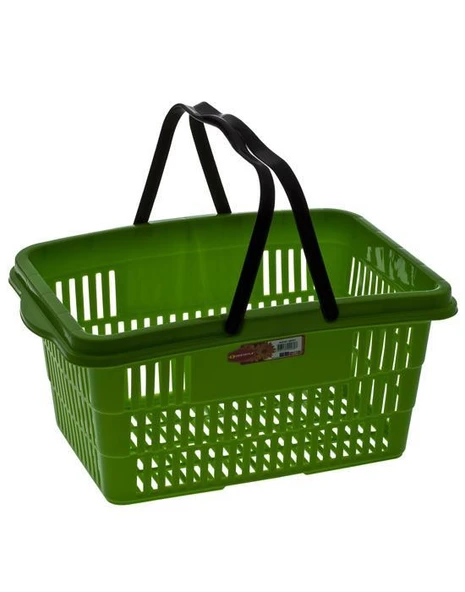 Omnipazar SY-2260 Çift Saplı Plastik Market Taşıma Sepeti Yeşil 6 Adet - 3
