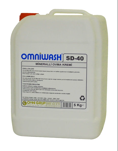 Omniwash SD-40 Mineralli Ovma Temizlik Kremi 5000ml 4 Adet - 2