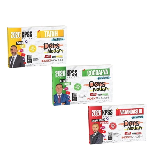 İndeks Akademi 2026 KPSS Tarih Coğrafya ve Vatandaşlık Video Ders Notları Seti 3 Kitap ürün görseli 1