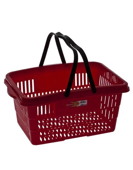 Omnipazar SY-2260 Çift Saplı Plastik Market Taşıma Sepeti Kırmızı 6 Adet - 3