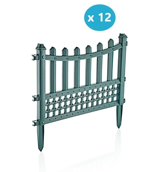 Omnipazar SY-5998 Elite Plastik Dekoratif Bahçe Çiti 12'li Set 60x55 cm Yeşil - 1