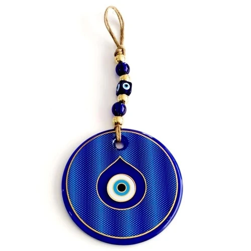 Gold Yaldızlı Damla Göz Şekilli Cam Nazar Boncuğu Duvar Süsü - 3