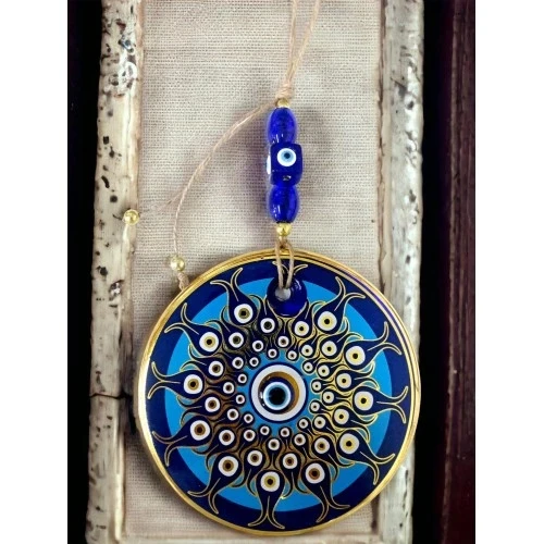 Dekoratif Desen Nazar Boncuklu Duvar Süsü Cam Duvar Dekoru - 2