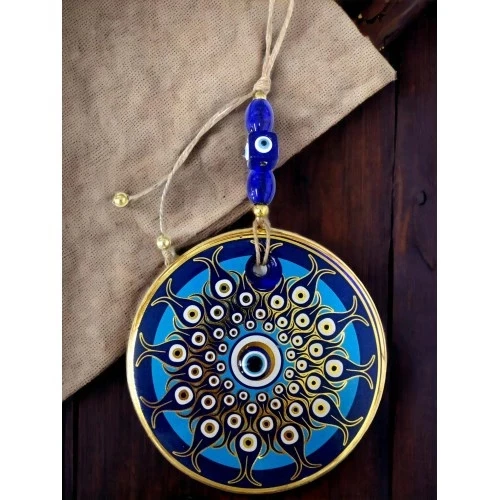 Dekoratif Desen Nazar Boncuklu Duvar Süsü Cam Duvar Dekoru - 5