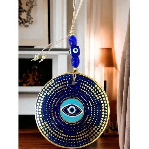 Altın Puantiyeli Nazar Boncuk Gözlü Duvar Süsü - 5