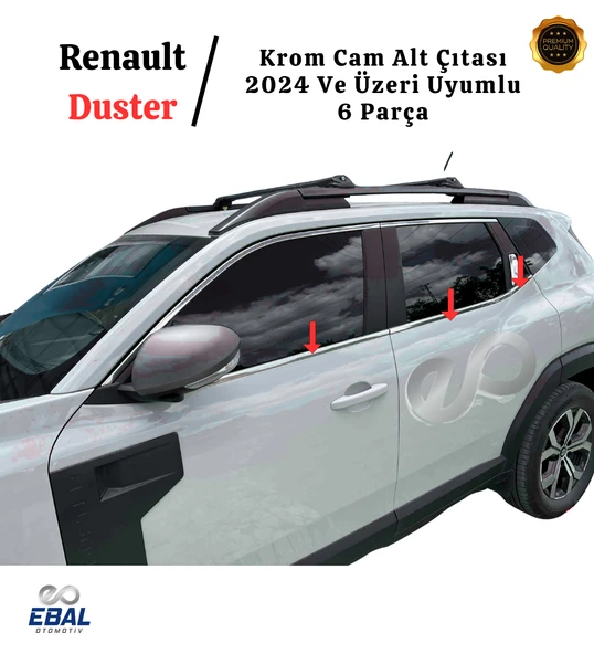 Renault Duster 2024 Ve Üzeri Model İçin Krom Cam Alt Çıtası 6 Parça Paslanmaz Çelik - Resim 2