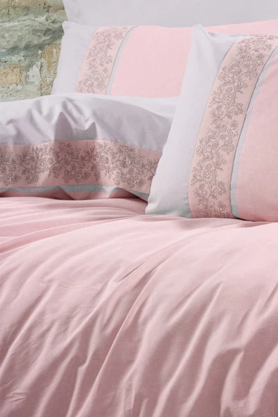 Folk Art Çift Kişilik Pamuk Nevresim Takımı Erna Petrol - Resim 5