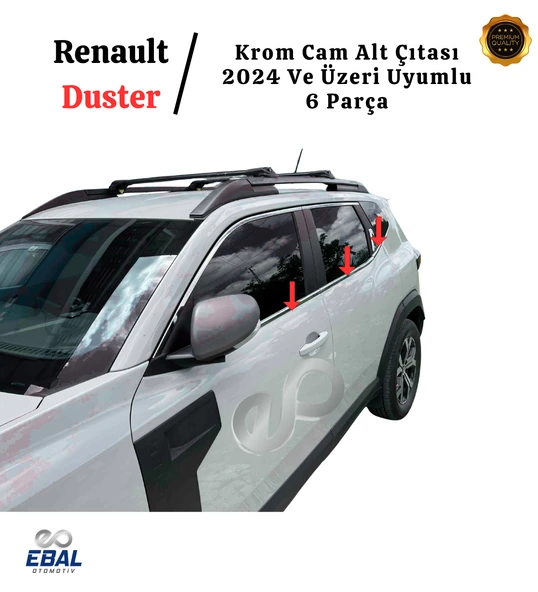 Renault Duster 2024 Ve Üzeri Model İçin Krom Cam Alt Çıtası 6 Parça Paslanmaz Çelik - Resim 4