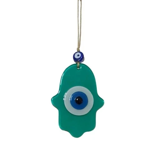 Nazar Boncuklu Jade Yeşili Fatma Ana Bereket Eli Cam Duvar Süsü - 4