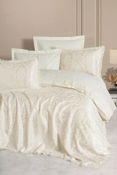 Chi Chi Çift Kişilik Pikeli Nevresim Takımı Silva Pudra - 3