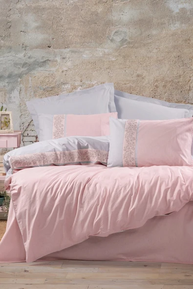 Folk Art Çift Kişilik Pamuk Nevresim Takımı Erna Petrol - Resim 4