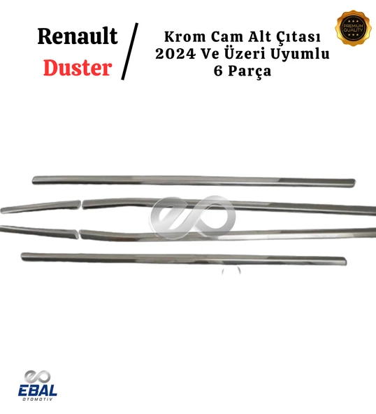 Renault Duster 2024 Ve Üzeri Model İçin Krom Cam Alt Çıtası 6 Parça Paslanmaz Çelik - Resim 3