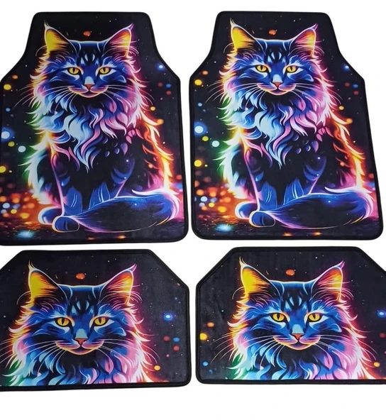 Aktunç Kedi Desenli Oto Paspas 4 LÜ SET