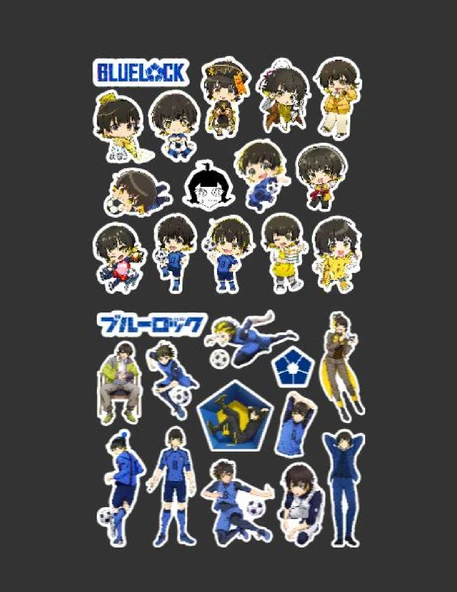 BlueLock-Meguru Bachira-parlak kağıt -2li sticker set-telefon süsleme Blue Lock - 2