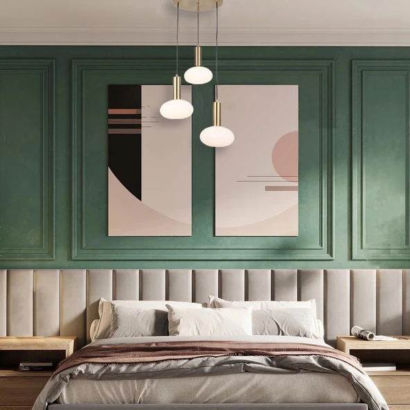 Kabo 3'lü Sıralı Antik Krom Avize - 2