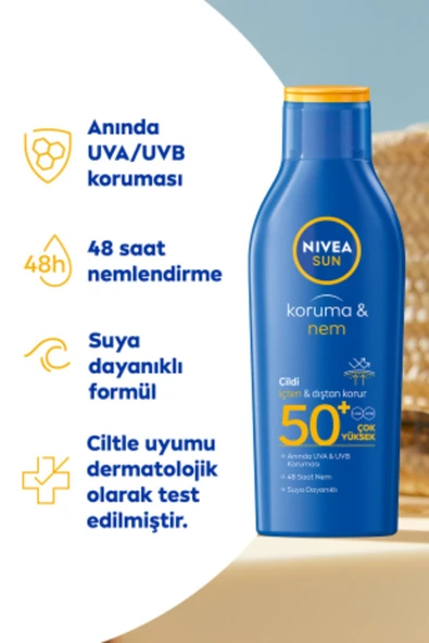 Nivea Sun Güneş Sütü Koruma & Nem Nemlendirici SPF50+ 200 ml - 4