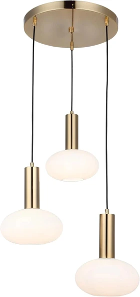 Kabo 3'lü Antik Lak Avize Sarkıt Avize Camlı Avize Salon Avize ürün görseli