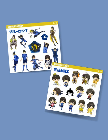 BlueLock-Meguru Bachira-parlak kağıt -2li sticker set-telefon süsleme Blue Lock - 5
