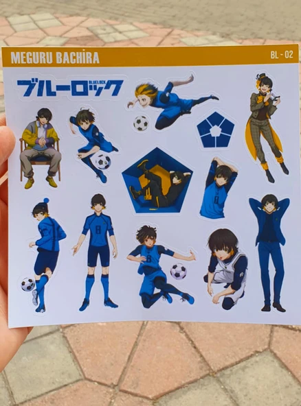 BlueLock-Meguru Bachira-parlak kağıt -2li sticker set-telefon süsleme Blue Lock - 6