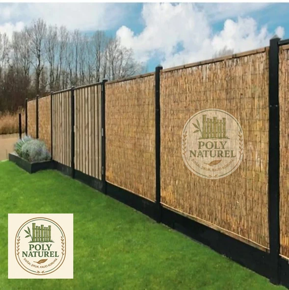 POLYNATUREL Kamış Çit Bambu Hasır Yükseklik 1,50 Metre En 5,00 Metre Doğal Kamış Gölgelik 1,50 x 5 Metre - 9