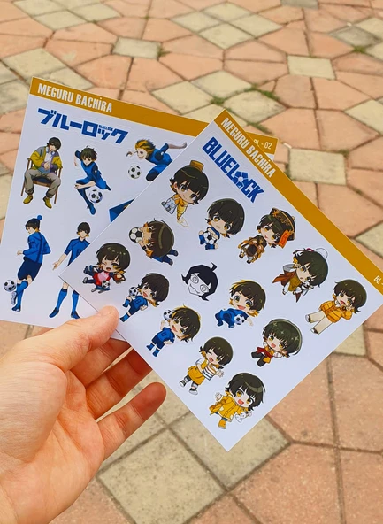 BlueLock-Meguru Bachira-parlak kağıt -2li sticker set-telefon süsleme Blue Lock - 8