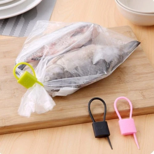 Kilit Şeklinde Silikon Kablo ve Poşet Bağlama Aparatı (3 lü Set) - 2