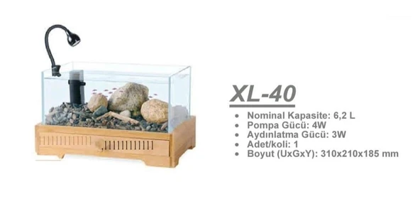Jeneca XL-40 Akvaryum+Dekor 31x21x18,5 Cm (6,2L) - 2