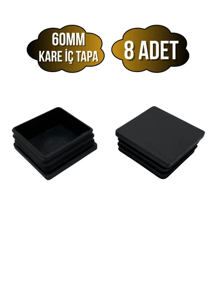 Kare Demir Profil İç Tapa Geçme Plastik Ayak Geçme Koruma Plastiği(60MM)(SİYAH) Siyah 60mm SİYAH - 8 ADET ürün görseli